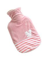 Small Plush Creative Rubber Hot Water Bottle, Sky Blue and Black Smiley Face