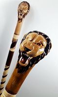 35 inch LION Cane Walking Stick Wooden Handmade Men's Accessories