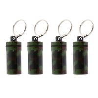4pcs Waterproof Aluminum Medicine Pill Box Bottle Holder Container Keychain - Camouflage