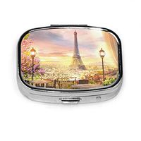 Romantic Floral Flower Roses Paris Eiffel Tower Daily Pill Boxes Pills Case Tablet Holder Wallet Organizer Case for Pocket Or Purse