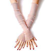 lipiny Women UV Sun Protection Cooling Arm Sleeves Half Finger Gloves for Driving Vacation Outdoor，Lace Silk, Comfortable and Breathable.