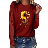 Respctful✿ Womens Tops Long Sleeve T Shirt Tops Casual Funny Cartoon Print Floral Pullover Tunic Sweatshirt