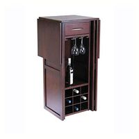 Wine Rack and Cooler, 9 Bottle Walnut Wine Bottle Rack Mini Bar Expandable Counter