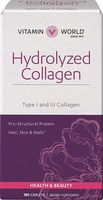 Vitamin World Hydrolyzed Collagen 4000 mg. 180 Caplets, Type 1 and Type 3, Protein, Vitamin C, Biotin, Gluten Free
