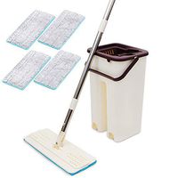Weoto Mop Cleaning System, 360 Degree Mop and Bucket, Self Wringing Microfibre Flat Mop for Home Cleaning