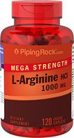 Piping Rock Mega Strength L-Arginine 1000mg 120 Coated Caplets Dietary Supplement