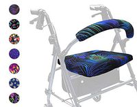Crutcheze Made in USA Rollator Walker Seat and Backrest Covers | Designer Fashion Accessories (Peacock Feathers)