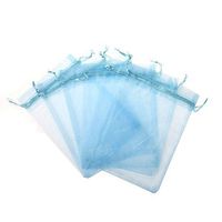 KUPOO Pack of 50PCS 5x7 Organza Drawstring Gift Bag Pouch Wrap for Party/Game/Wedding (Sky Blue)