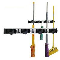 Broom Mop Dustpan Holder Organizer Garage Storage Hooks Wall Mounted, Best Tool & Closet Storage, broom Organizers Hanger / Holder with 4 Position 5 Hooks for Shelving