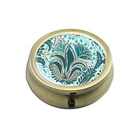 Pill Case - Cheliz Compact 3 Compartment Medicine Case, Pill Box for Pocket or Purse (Flower Green)