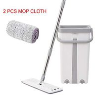 Shotbest Microfiber Flat Mop with Bucket,Free Hand Wash Flat Mop Cleaning Lazy Tool Kit,360 Degree Rotating Tile Marble Floor for Home