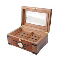 Cigar Humidor Desktop Cigar Box ，with Humidifier and Hygrometer Glass Top Cigarette Case, Cigar Cabinet Portable Storage Seal and Constant Temperature and Humidity Double-layer Large Capacity, Can Pla