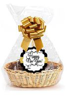 Happy New Year 2Pack Designer Cello Bags/Tags/Bows Cellophane Extra Large Gift Basket Packaging Bags Flat 25" X 30"