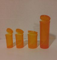 DRAM 4 Pack Medical Squeezetops Medicine Bottle Wellness Containers 13 Drams, 19 Drams, 30 Drams, 60 Drams Assortment of Colors (Orange - Transparent)