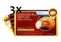 3Boxes Lingzhi Plus Shitake Linhzhi Mushroom Red Reishi Extract, Vitamin B2, Zinc Oxide, Rice Ban Oil 30 Soft Capsules