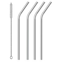 Stainless Steel Straws Set of 4, Alotpower FDA-Approved Metal Straws18/8 Reusable Stainless Steel Drinking Straws for 20 oz Tumblers Rumblers Cold Beverage