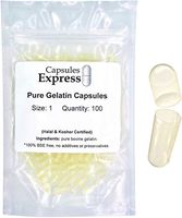 Capsules Express- Size 1 Clear Empty Gelatin Capsules 100 Count - Kosher and Halal Certified - Gluten-Free Pure Bovine Gelatin Pill Capsule - DIY Powder Filling