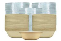 [500 SETS] 32 oz Round Disposable Bowls with Flat Lids- Natural Sugarcane Bagasse Bamboo Fibers Sturdy 32 Ounce Compostable Eco Friendly Environmental Paper Plastic Bowl Alternative 100% by-product