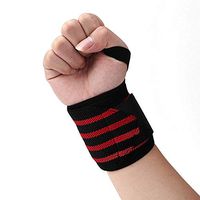 Professional Wrist Elbow Knee Wraps Elastic Straps Brace Support Protectorv for Weightlifting Workout Bodybuilding Gym Fitness - Red