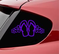 Slap-Art Flip Flop Sandals Flowers Vinyl Decal Sticker (Purple)