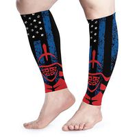 BLongTai Thin Blue Line USA Flag Calf Compression Sleeve Men Womens Running Leg Sleeve for Shin Splint Muscle Pain Relief (1 Pair)