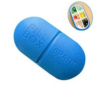 Pill Box Organizer for Outdoor Travel Portable Medicine Boxes Dispenser with 4/6 Large Compartments,Fashion Colors Plastic Pill Storage Cases (6 Compartments, Deep Blue)