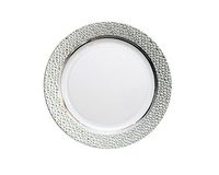 Hammered Effects Elegant China-like Disposable 7.25 Inch Plates, Clear and Silver, 10 Count (Pack of 4)
