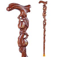 Old Man Solid Wood Walking Stick, Hand-Carved Wooden Walking Stick, Light Non-Slip Elderly Help Walking Stick