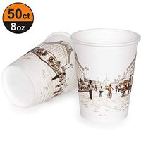 8 oz Disposable Paper Cups Brown(50 ct) Color City hot Beverage Cup for Coffee Tea Water All-PurposePaper Cups