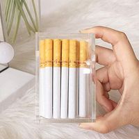 LUGUNU Cigarette Case, Crystal Clear Acrylic Cigarette Display Box with Magnetic Flip Top for Regular Size 85 MM Cigarettes, Clear
