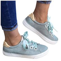 Emimarol Sneakers for Women Slide Hollow-Out Round Toe Fashion Comfortable Walking Flats Casual Shoes Slip On Loafers Light Blue