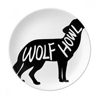 Black Wolf Animal Silhouette Natural Dessert Plate Decorative Porcelain 8 inch Dinner Home