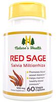 Organic Red Sage (Dan Shen), 1000 MG Per Serving, 60 Veggie Capsules, 100% Satisfaction Guarantee, Salvia Miltiorrhiza, Blood Pressure Support, Nature's Health