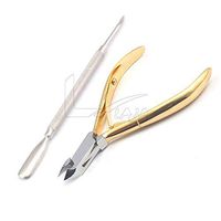 LAJA Imports Hangnail Clipper, 1/2 Jaw Cuticle Nipper, Gold Plated Cuticle Pusher Cleaner, Manicure 1/2 Jaw Cuticle Cutter Pedicure Tools, Nail Clippers Remove Hangnail Remover for Nail Salon
