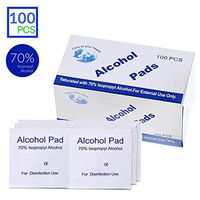 Partm [100 PCS] 70% Alcohol Cotton Slices Sterile Alcohol Prep Pads Gauze Pads Individually Wrapped Swap Pad Wet Wipe for Outdoor Skin Cleaning Care, 5x5 cm