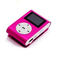 Yoyorule USB Clip MP3 Player LCD Screen Support 32GB Micro SD TF Card Hot Pink