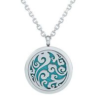 GerTong Essential Oil Diffuser Necklace, Hypo-Allergenic Premium 316L Stainless Steel Aromatherapy Diffuser Locket Pendant Set with 11 Color Refill Pads (Cloud)