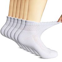 MD 6 Pairs Non-Binding Men's Moisture Wicking Cushion Quarter Bamboo Diabetic Socks 10-13 White