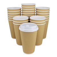 80 Pack 16 OZ Hot Paper Coffee Cups with Travel Lids- Insulated Ripple Takeout Coffee Cups For Coffee, Tea, Hot or Cold Beverage by ZMYBCPACK