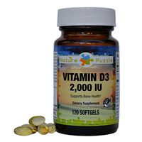 Nature Puzzle Vitamin D3 2,000 IU, 120 softgels – Supports Immune System, Bones, Joints, Teeth and Prostate Health
