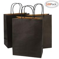 Road 10x5x13 Inches 100pcs Black Kraft Paper Bags, Retail Bags, Merchandise Bag, Gift Bag, Party Bag