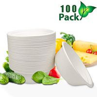 OURhome 100 Count Disposable Bowl Natural Compostable Biodegradable Sugarcane Paper Soup Bowls, Eco-Friendly, Dip Soup Bowl, Serving Bowls, Snack Trays, 500ml/17oz
