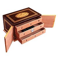 Humidors Cigar Three-Layer Cigar Box Large Capacity Cigar Box Cedarwood Humidifier Equipped with Humidifier and Thermometer Gift (Color : Brown, Size : 242844cm)