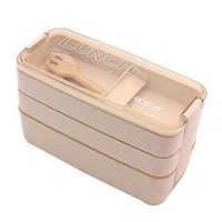 LLY Bento Lunch Box Wheat Three-Tier Lunch Box 900ml -Dishwasher and Microwave Safe Holds Liter of Food Bento Containers Compartments Dinner Container 2019