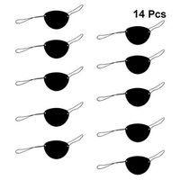 Exceart Pirate Eye Patch Adjustable Amblyopia Eye Correcting Cover Single Eye Mask Strabismus Lazy Eye Blindfold for Adults Children 14pcs Black
