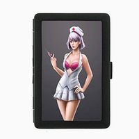 Naughty Nurse D1 Black Metal Cigarette Case Sexy Women