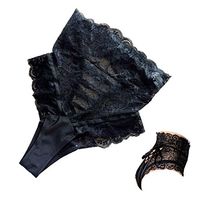 Spandex T Low Waist Back Transparent lace Flower Patterns Pants (M)