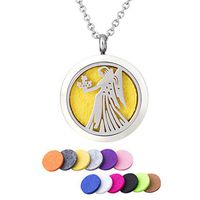 Fragrance Essential Oil Angel Goddess Pendant DIY Aromatherapy Stressed Necklace Diffuser Therapy Locket