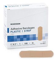 Case of 100 New McKesson Plastic Rectangle Tan Sterile Adhesive Strip 1 X 3 Inch