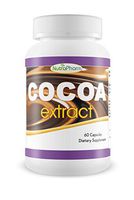 Cocoa Extract Dietary Supplement, 60 Caps, 500mg, Best Unsweetened Cocoa, No Sugar